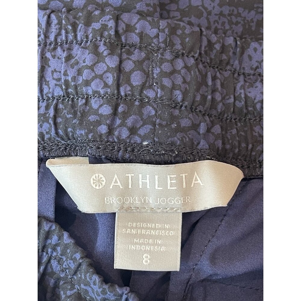 Athleta Pants Size 8 Brooklyn Joggers Dress Blue Python Print Travel Pockets #3 - Picture 10 of 12